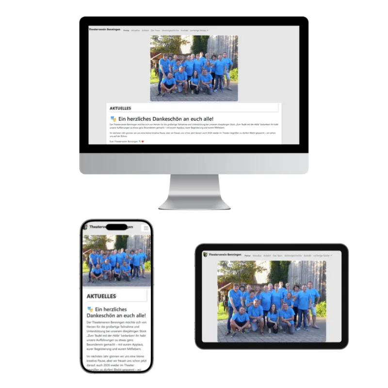 Website des Theatervereins Benningen nach dem Relaunch